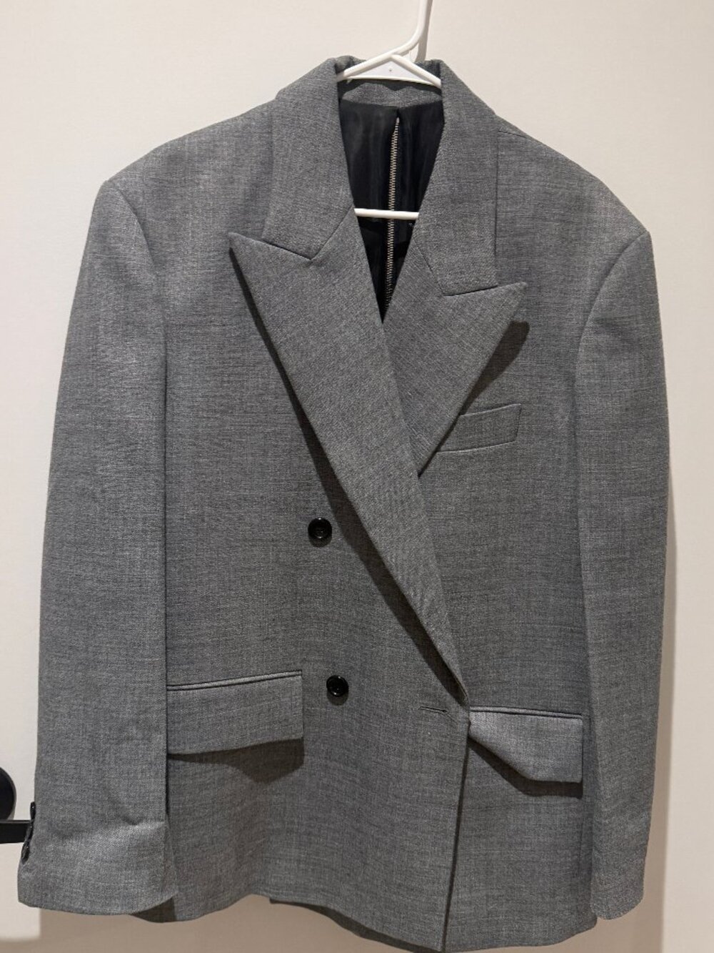 We11done Grey Oversized Double-Breasted Blazer